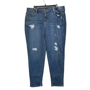 Lane Bryant Womens 16R Blue Boyfriend Jeans Light Distressed Casual